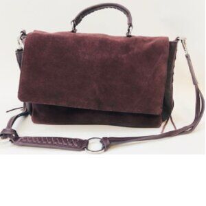 EUC ZARA WOMAN deep purple leather / suede shoulder bag (OS)